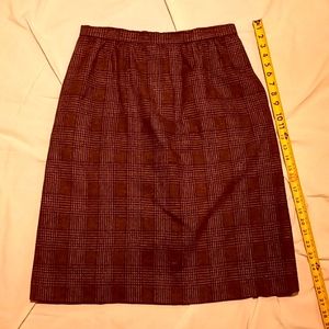 Plaid skirt, lined, wool/poly blend. Washable